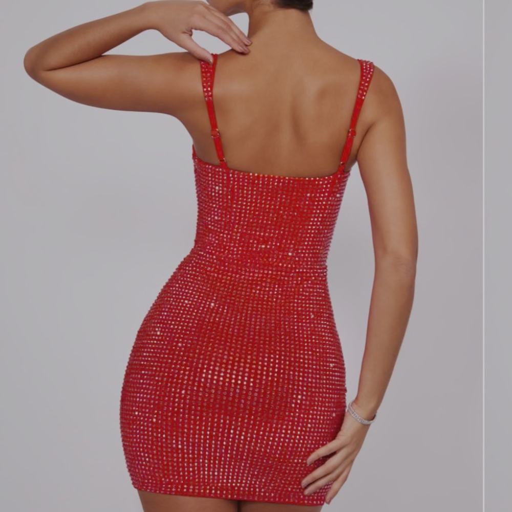 Oh Polly Red Sequin Bodycon Mini Dress for women. Size 4 - Picture 2 of 13